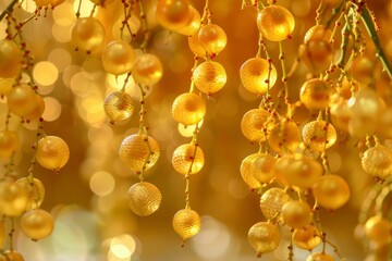 Poster - Close up of golden berries shining brightly with a blurred background
