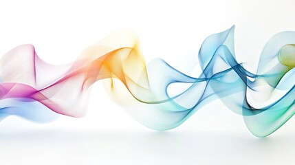 Wall Mural - Rainbow Color Smoke Waves Abstract Design White Background