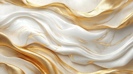 Wall Mural - Abstract gold and white flowing design, background for luxurious projects.