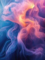 Fototapete - Colorful swirling smoke creating abstract shapes on blue and purple background