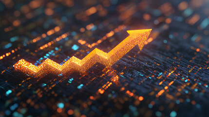 Poster - finance stock growth chart investment graph on diagram background with up arrow digital display anal