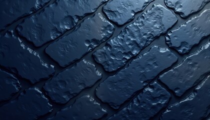 Poster - Dark blue stone pattern creates textured surface ideal for wallpaper cover page design. Aged stone material evokes vintage ancient theme. Abstract pattern suitable for various interior exterior