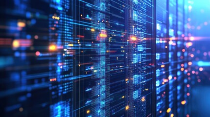 Poster - Server Room with Data Visualization