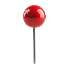 Aufkleber - The image shows a single red push pin with a metallic shaft against a black background.