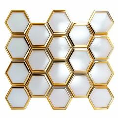 Aufkleber - Abstract background of white and gold hexagons creating modern futuristic honeycomb pattern