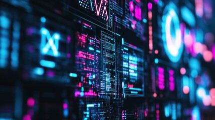 Poster - Cyberpunk Digital Abstract Data Stream Wall