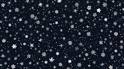 Aufkleber - digital illustration featuring a seamless pattern of various snowflakes against a dark background