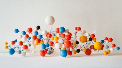 Poster - futuristic horizontal banner featuring transparent glass molecule model with reflections and light r