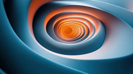 Poster - Abstract concentric circles of teal and orange converge towards a warm glowing center