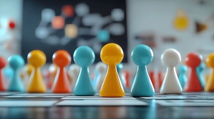 Poster - Vibrant 3D cartoon characters working together in a collaborative office environment analyzing data and planning future business strategies and innovative ideas
