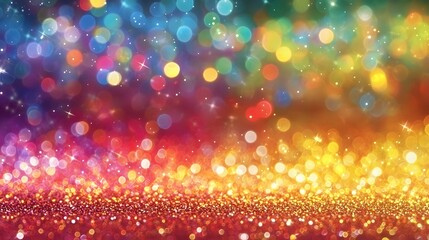 Leinwandbilder - Vibrant and Dazzling Glitter Background Featuring a Seamless Rainbow Gradient with Sparkling Lights and Shimmering Effects for Festive and Decorative Use