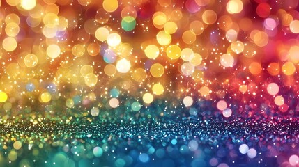 Poster - Vibrant and luminous multicolored glitter pattern with seamlessly blended rainbow hues creating a dazzling shimmering and effervescent backdrop perfect for festive decor high end designs