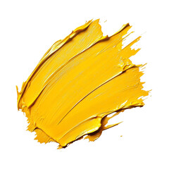 Poster - A vibrant yellow paint stroke isolated on a black background showcasing an abstract texture and dynamic movement.