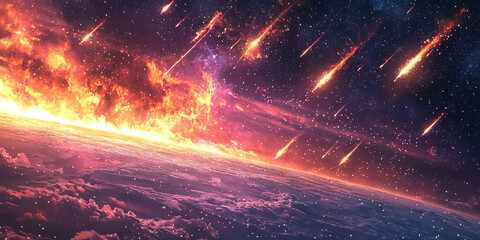 Wall Mural - space meteorites flying across the starry sky.
