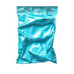 Poster - A digitally rendered image of a crumpled light blue plastic bag against a black background.
