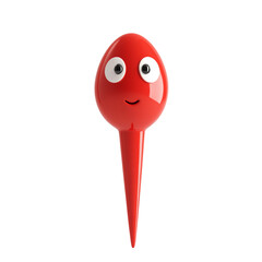 Aufkleber - A cheerful red cartoon character with large eyes and a smile, depicted in a 3D render.
