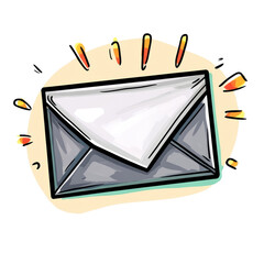 Aufkleber - The image depicts a stylized cartoon illustration of a closed envelope with a light background.
