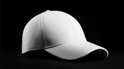 Wall Mural - Mock up plain white baseball cap, black background.