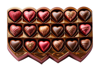 Heart shaped decorative valentines chocolates isolated on transparent or white background