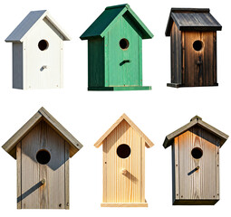 Wooden bird house isolated on transparent background