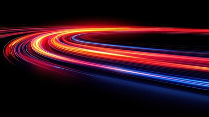Poster - Dynamic light trails on dark background: vibrant abstract motion