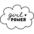 © Ana Tivikova - Girl Power handwritten lettering in cloud speech bubble. Script quote as congratulation for International Women Day. Feminism concept, motivation phrase for female equality, rights, solidarity.