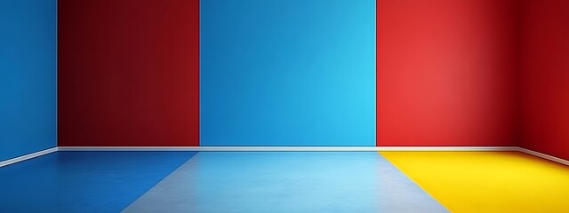 Poster - Empty room with colorful walls and floor.