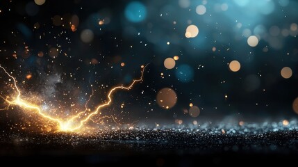 Poster - Dramatic lightning strike event digital space abstract art high-tech environment close-up view energy concept for visual impact