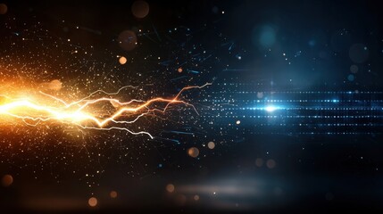 Poster - Electric surge dynamic light effects digital realm visual art dark environment close-up view energy concept
