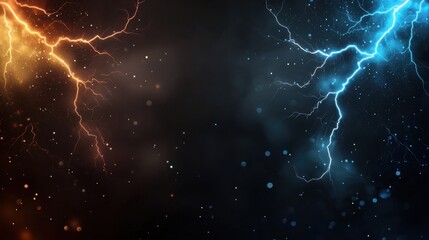 Poster - Clashing storms electric lightning strikes dramatic sky digital art moody atmosphere wide angle nature fury