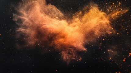 Wall Mural - Abstract colored dust explosion on black background, vibrant powder splatter creating dynamic and colorful visual effects for creative design and artistic projects