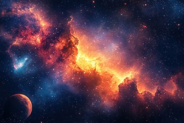 Wall Mural - glowing celestial objects in a space-themed icon set, with swirling nebulas, twinkling stars, and ra