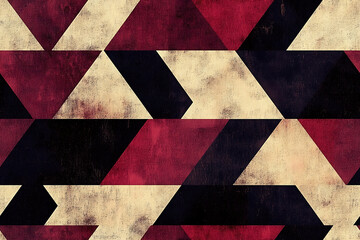 Wall Mural - Abstract Geometric Pattern: Maroon, Beige, and Black Triangles.