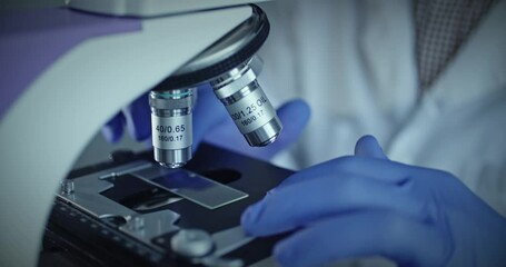 Wall Mural - microscope is meticulously focused on sample within wellequipped research laboratory environment
