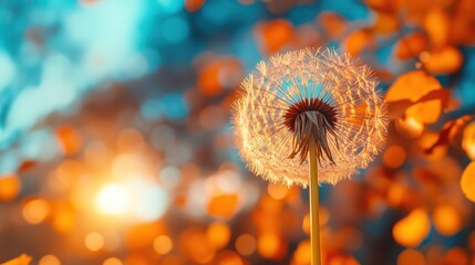 Wall Mural - Dandelion Sunset Meadow Bloom Autumn Background