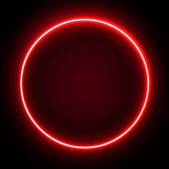 Wall Mural - neon red circle frame on a dark background.