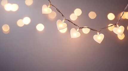 Wall Mural - Romantic heart-shaped fairy lights glowing softly