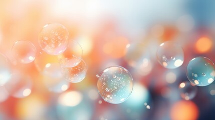 Poster - Abstract Blurred Background with Colorful Bokeh and Water Droplets Creating a Dreamy, Magical Atmosphere for Creative Projects