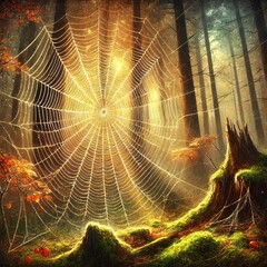 Wall Mural - Mystical Web A spider web in a mystical enchanted place adding t