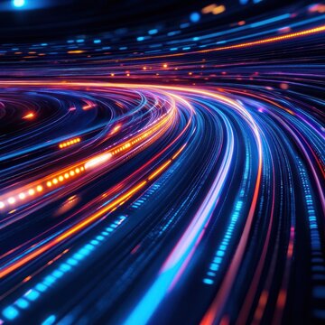 Abstract Digital Light Trails: A Symphony of Speed and Data