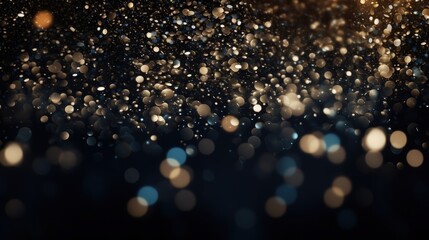 Poster - Abstract Glitter Bokeh on Black Background Creating a Magical and Dreamy Atmosphere Perfect for Festive and Elegant Designs, 199 Characters