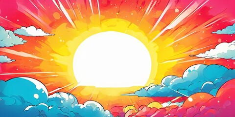 Poster - A colorful sky with a large sun in the center