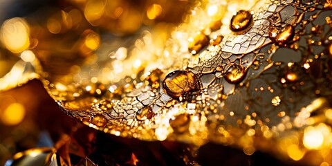 Aufkleber - A leaf with droplets of water on it