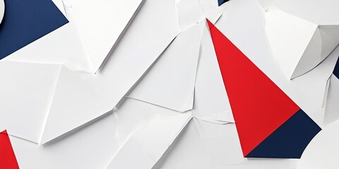 Poster - A white background with red and blue triangles