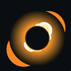 Poster - total solar eclipse with corona and prominences, creating a stunning celestial display