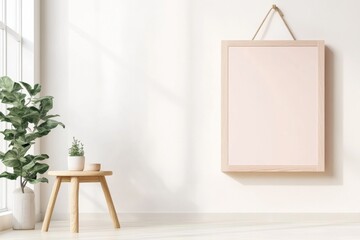 Poster - Pastel wooden board gracefully displayed in a calming art studio environment enhancing creativity and inspiration