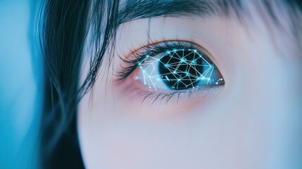 Poster - Close Up of an Eye with a Digital Network Overlay