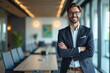 © Fazla - Successful Businessman Smiling Confidently in a Modern Office Setting Showcasing Achievement and Professionalism, Generative AI