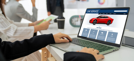 Poster - car service website for online booking repair automobile garage technology snugly