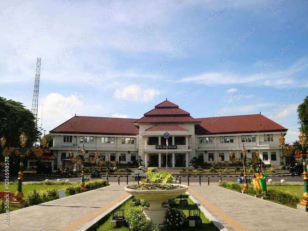 Malang, Indonesia, December 18 2024: Malang City Hall, Dutch colonial ...